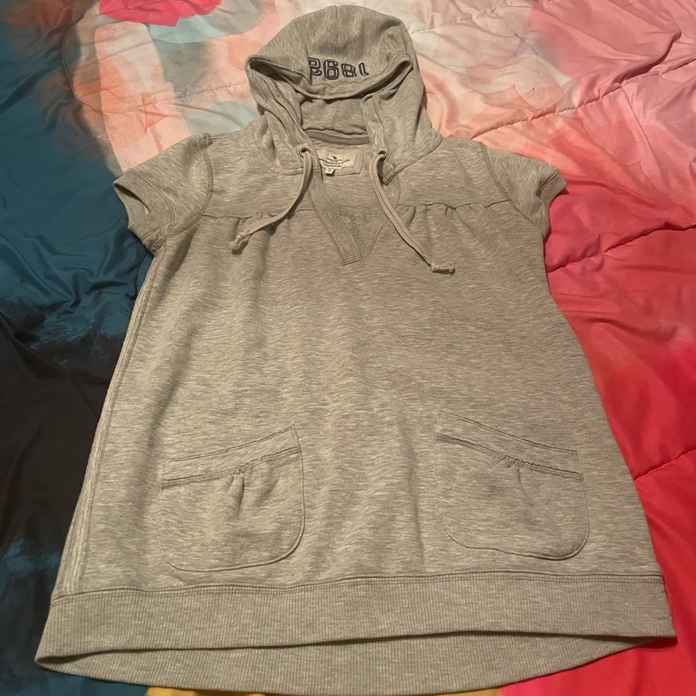 Abercrombie & Fitch Grey Short Sleeve Hoodie - Large